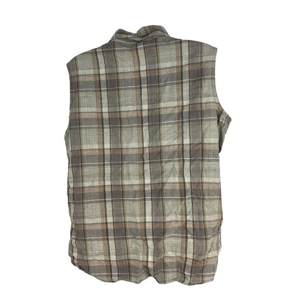 White Stag Womens Sleeveless Collared Button Front Plaid Blouse Large - Picture 2 of 5